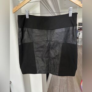 BCBGeneration Black Mini Skirt with Genuine Leather Panels